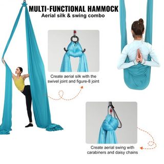 Columpio de Seda Aérea y Yoga, 11 Yardas, Kit de Hamaca de Yoga Aéreo con Tela de Nylon de 100gsm, Hardware de Rigging Completo y Guía de Configuración Fácil, Vuelo Antigravedad para Todos los Niv...