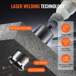 Broca de Núcleo, Brocas de Núcleo de Diamante Húmedas/Secas de 10.8 cm para Ladrillo y Bloque, Broca de Núcleo de Concreto con Adaptador de Punta y Hoja de Serrar, Profundidad de Perforación de 24...