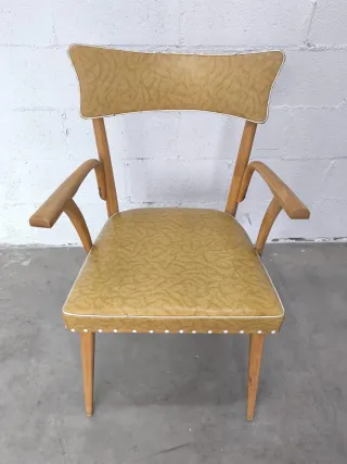 Silla vintage madera y polipiel