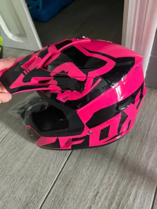 Casco Moto Fox Rosa y Negro