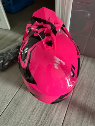 Casco Moto Fox Rosa y Negro