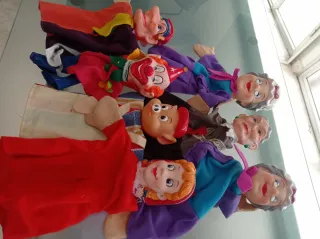 Lote 4, 7 marionetas de mano vintage