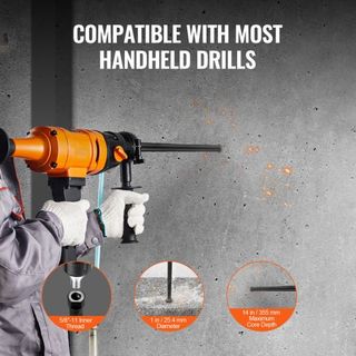 Broca de Núcleo, Brocas de Núcleo de Diamante Húmedo de 1__in__, Broca de Núcleo de Concreto de 14__in__ de Profundidad de Perforación, Rosca Interna de 5/8__in__-11, Soldadura Láser, Broca de Cor...