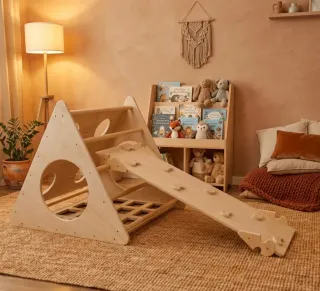 Cubo Triangolo Scalata in Legno Montessori Rampa