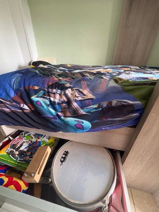 Litera Dos Camas Azul blanco y marron