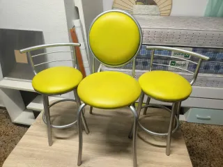 Juego de 3 Sillas de Cocina Amarillas