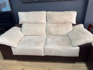 Conjunto 2 sofás beige y marrón