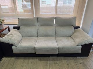 Conjunto 2 sofás beige y marrón