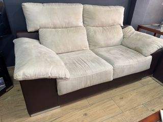 Conjunto 2 sofás beige y marrón