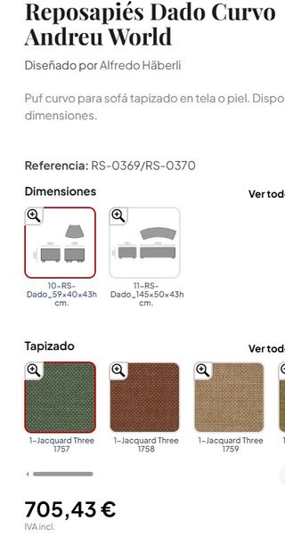 Puff Dado curvo Andreu World.