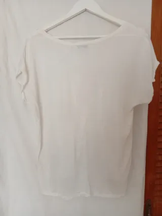 Blusa blanca estampada coral talla 40