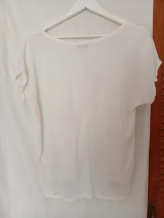 Blusa blanca estampada coral talla 40