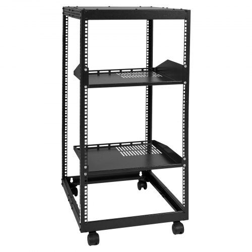 Rack de Servidor Abierto de 20U, Profundidad Ajustable de 58.5-101.6cm/223-40 in, Rack de Servidor de Red de Montaje en Pared o Independiente, Rack AV de 4 Postes con Ruedas, Soporta Todo Su Equip...