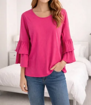 Camiseta Sfera Fucsia Volantes Talla L