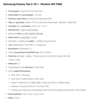 Tablet Samsung Galaxy Tab A