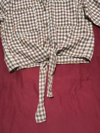 Camisa cuadros marrón y blanco