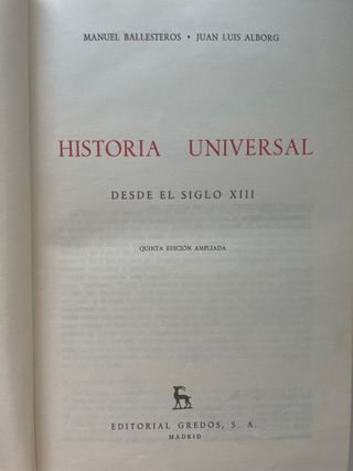 Historia Universal desde el siglo XIII tapa dura
