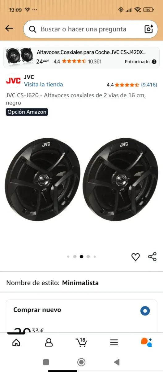 Altavoces JVC CS-J620 16cm Negro afbeelding 3