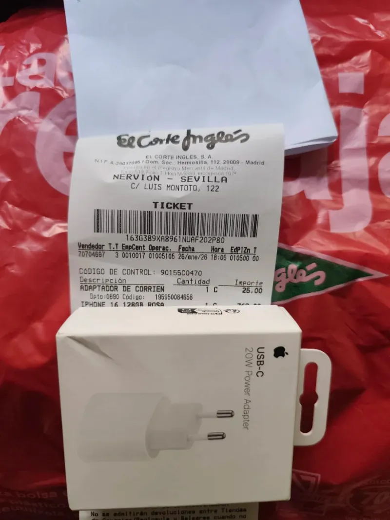 Cargador Apple USB-C 20W sin usar afbeelding 2
