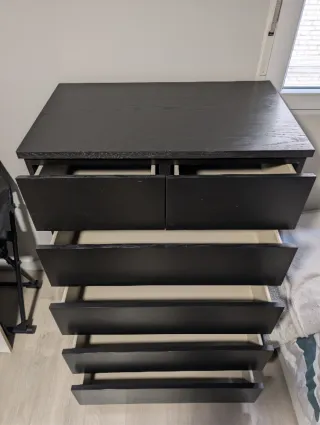 Cómoda IKEA MALM 6 cajones negro-marrón