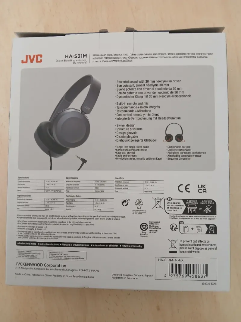 Auriculares JVC HA-S31M con micrófono - Como nuevos afbeelding 5