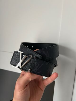 Cinturón Louis Vuitton Negro y Plateado