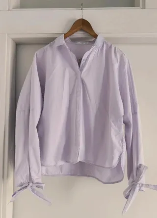 Camisa lila pastel Mango Talla L