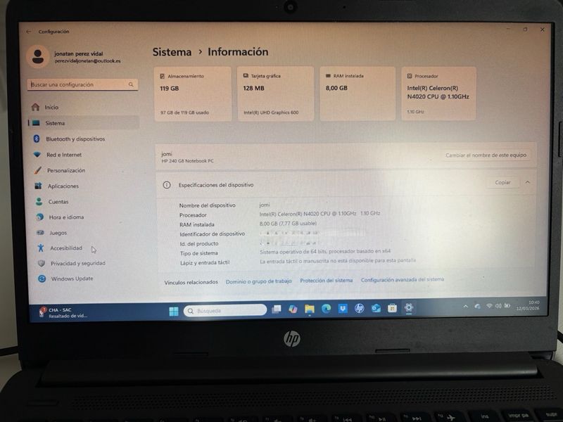 Ordenador portátil HP 240 g8 afbeelding 2