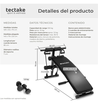 BANCO DE GIMNACIO DE MUSCULACIÓN REGULABLE