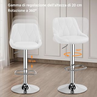 Set 2 Sgabelli Bar Alti Altezza Regolabile Cucina