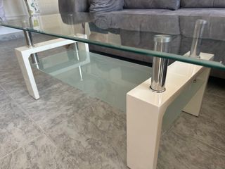 Mesa de centro cristal y metal