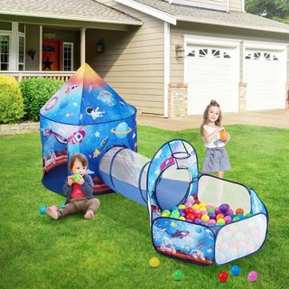 Tienda de Juego 3 en 1 para Niños con Túnel para Niños, Niñas, Bebés y Niños Pequeños, Casa de Juego Pop Up para Interior/Exterior con Bolsa de Transporte y Correas de Sujeción Regalos de Cumpleañ...