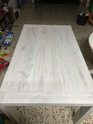 Mesa de salón madera beige y gris