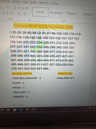 Colección cromos Panini Adrenalyn XL Mundial 2026