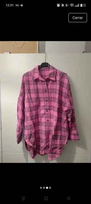 Camisa de franela rosa y negra