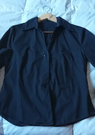 Camisa negra manga larga mujer