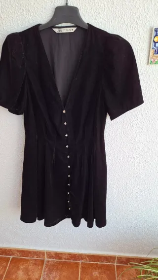Vestido Terciopelo Negro Zara Talla XS