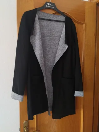 Cárdigan Negro y Gris Reversible