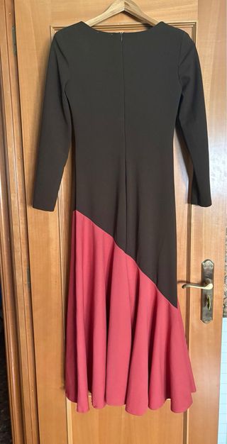 Vestido largo marrón y naranja