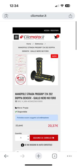 Manopole Progrip 724 Giallo/Nero Moto