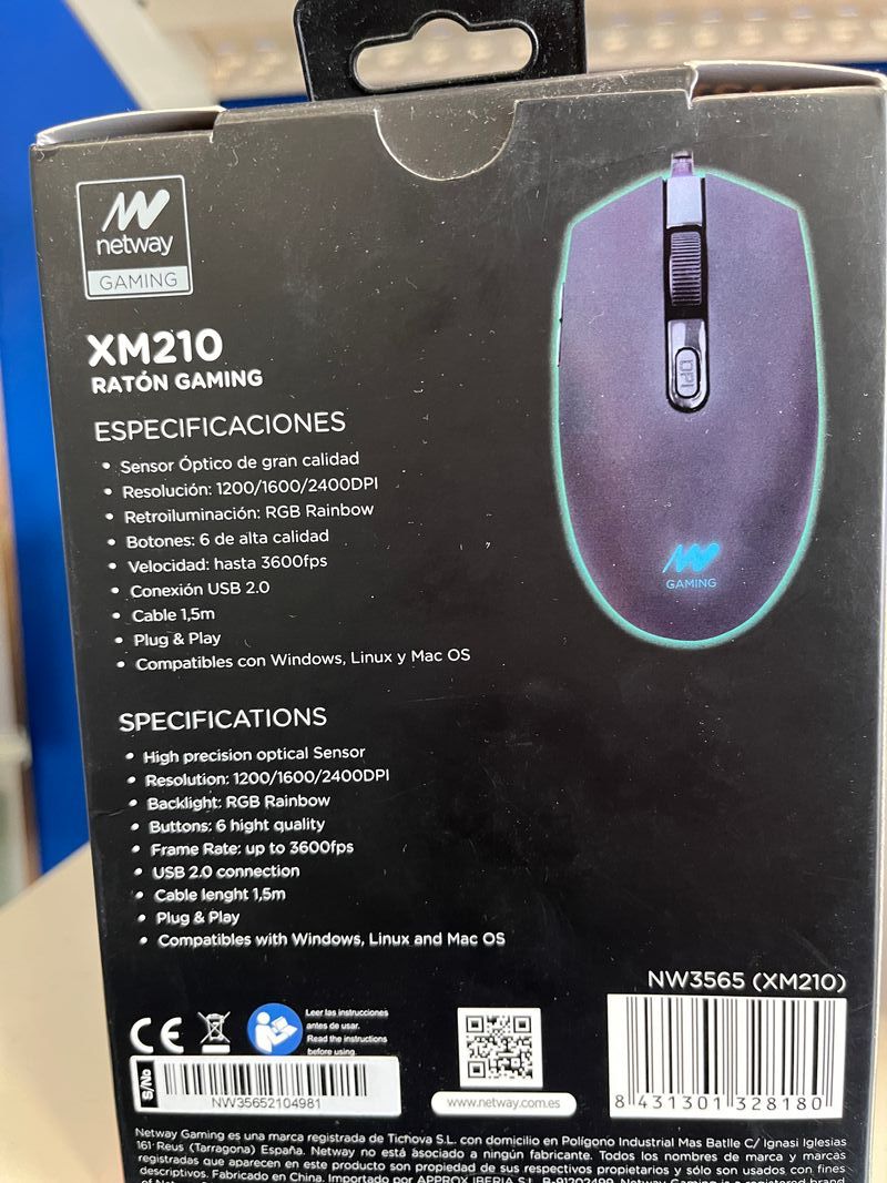 Ratón Gaming Netway XM210 RGB Rainbow afbeelding 2