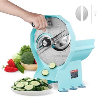 Cortadora Manual de Verduras y Frutas, Ajustable de Grosor 0-0.5__in__/0-12mm, Máquina Cortadora Comercial, Puertos de Alimentación Dobles, Cuchilla de Acero Inoxidable para Cortar Verduras como P...