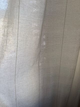 Cortinas de lino beige y barra extensible