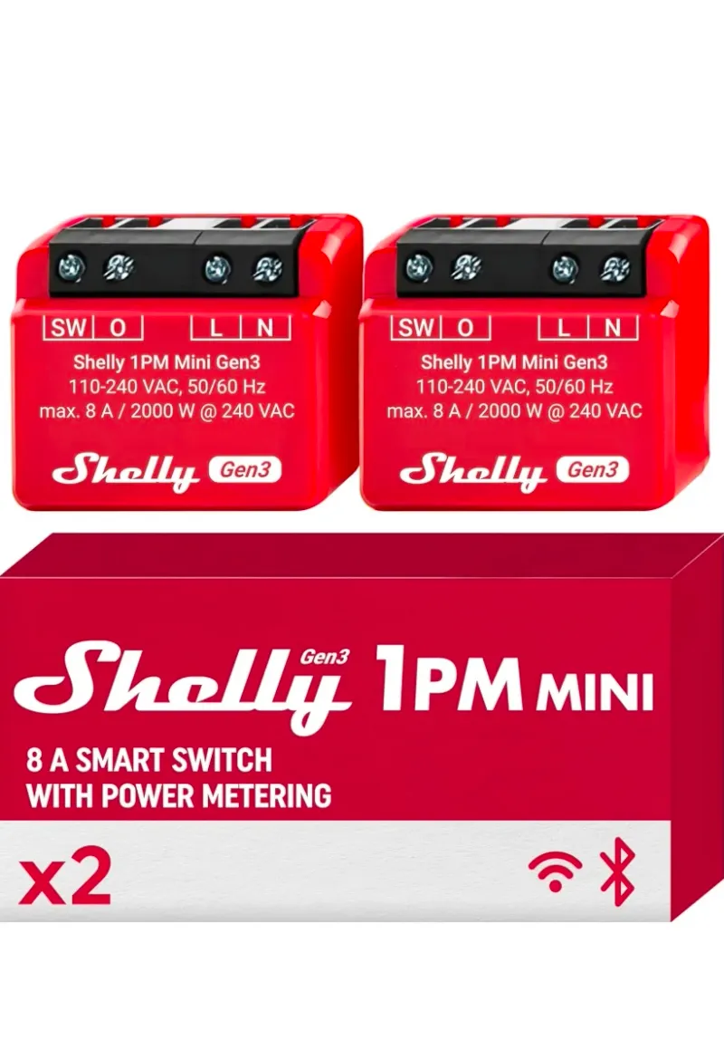 2x Shelly 1PM Mini Gen3 Smart Switch