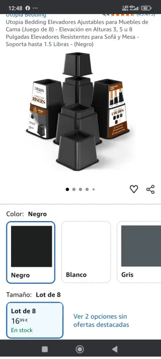 Lote de 8 elevadores de cama negros o patas