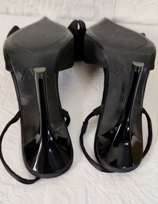 Sandalias Zara Tacón Lazos Talla 39