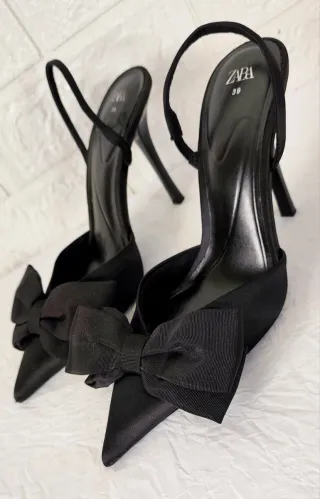 Sandalias Zara Tacón Lazos Talla 39