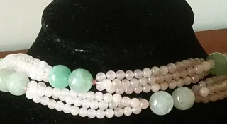 Collana satoir quarzo rosa e amazzonite anni 60