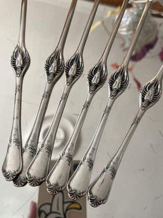 6 Cubiertos de marisco alpaca vintage