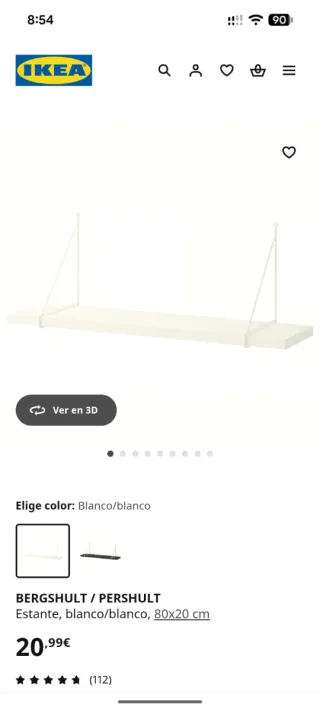 Estantería blanca de metal y madera